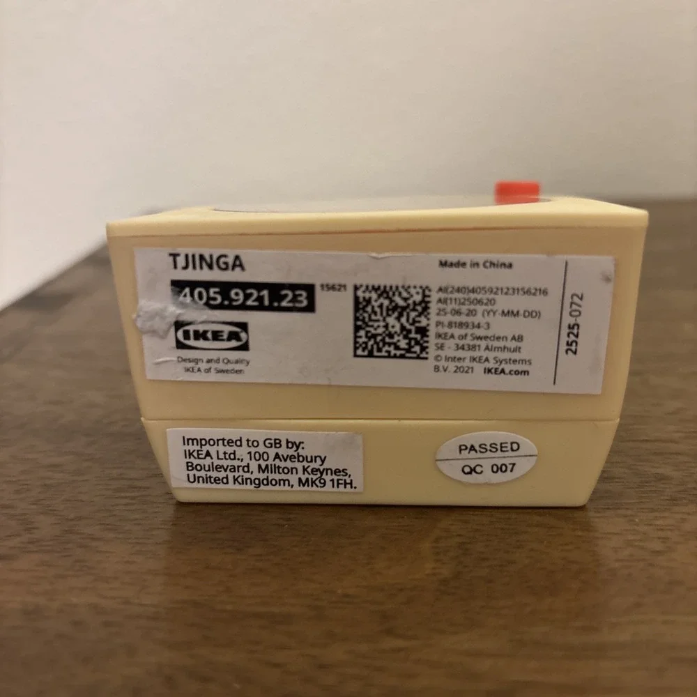 IKEA TJINGA Alarm Clock Battery Bedside Small Travel Clock Pale Yellow Works